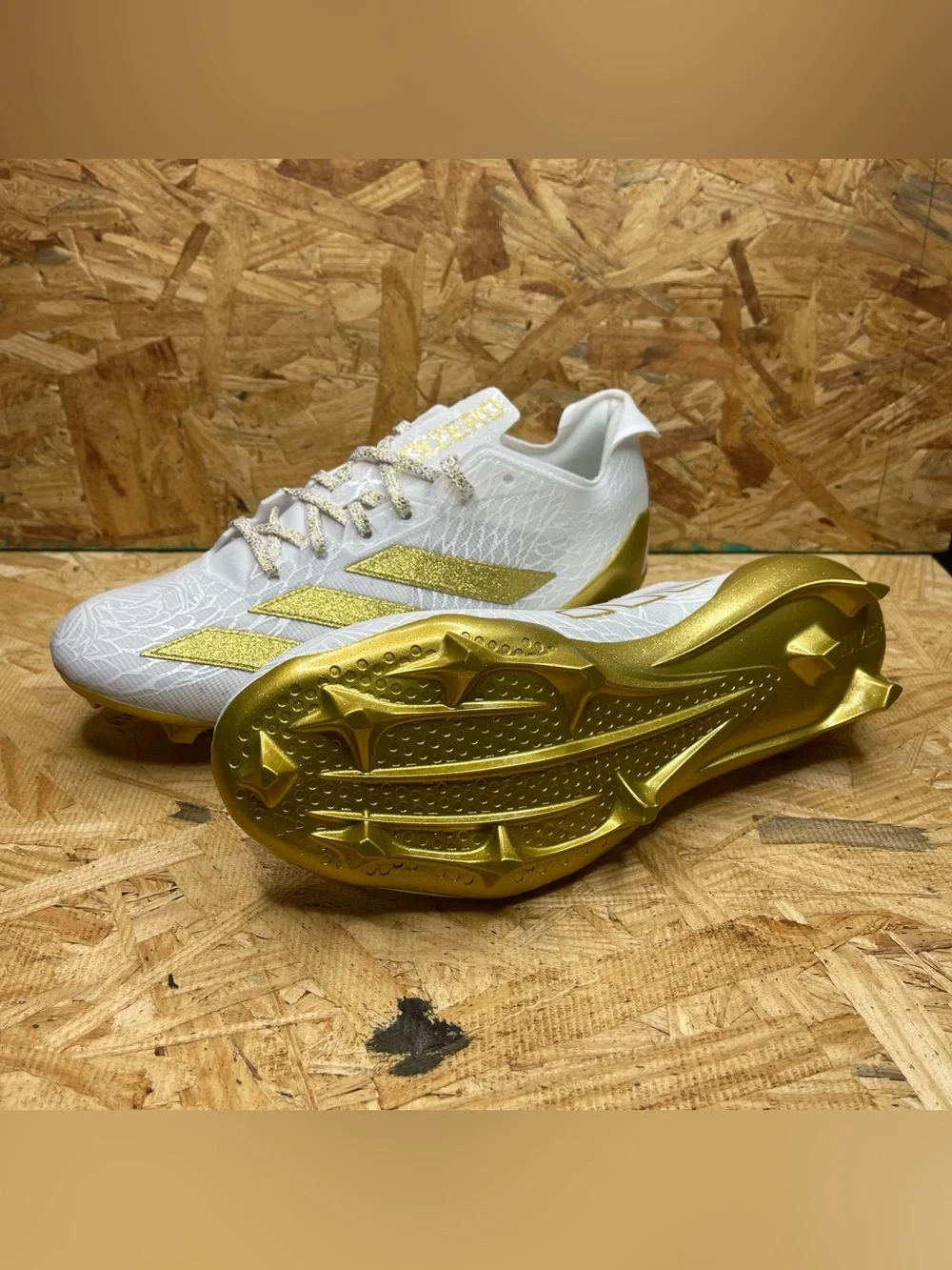 Adidas Adizero Electric Speed Exotic White and Gold Football Cleats Men Size 11